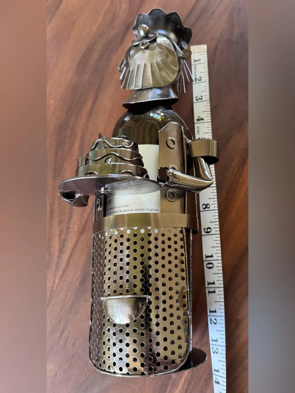 Metal Wine Bottle Holder. WINE BOTTLE NOT INCLUDED!